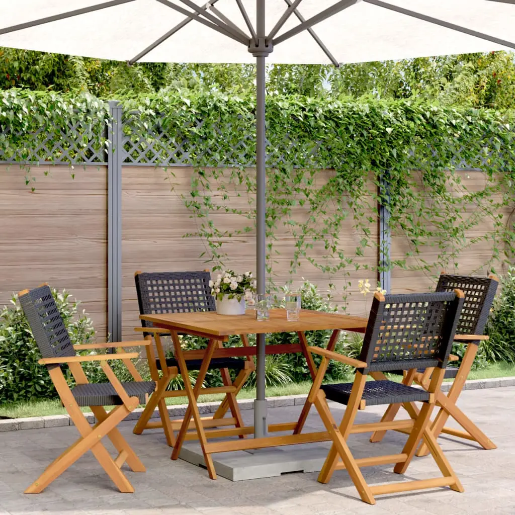 Ensemble à manger de jardin 5 pcs résine tressée et bois massif vidaXL 3281826
