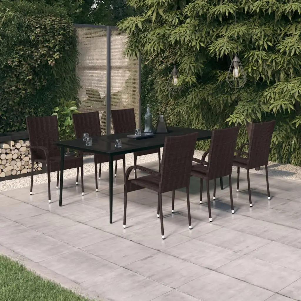 Ensemble à manger de jardin 7 pcs Marron et noir vidaXL 3099405