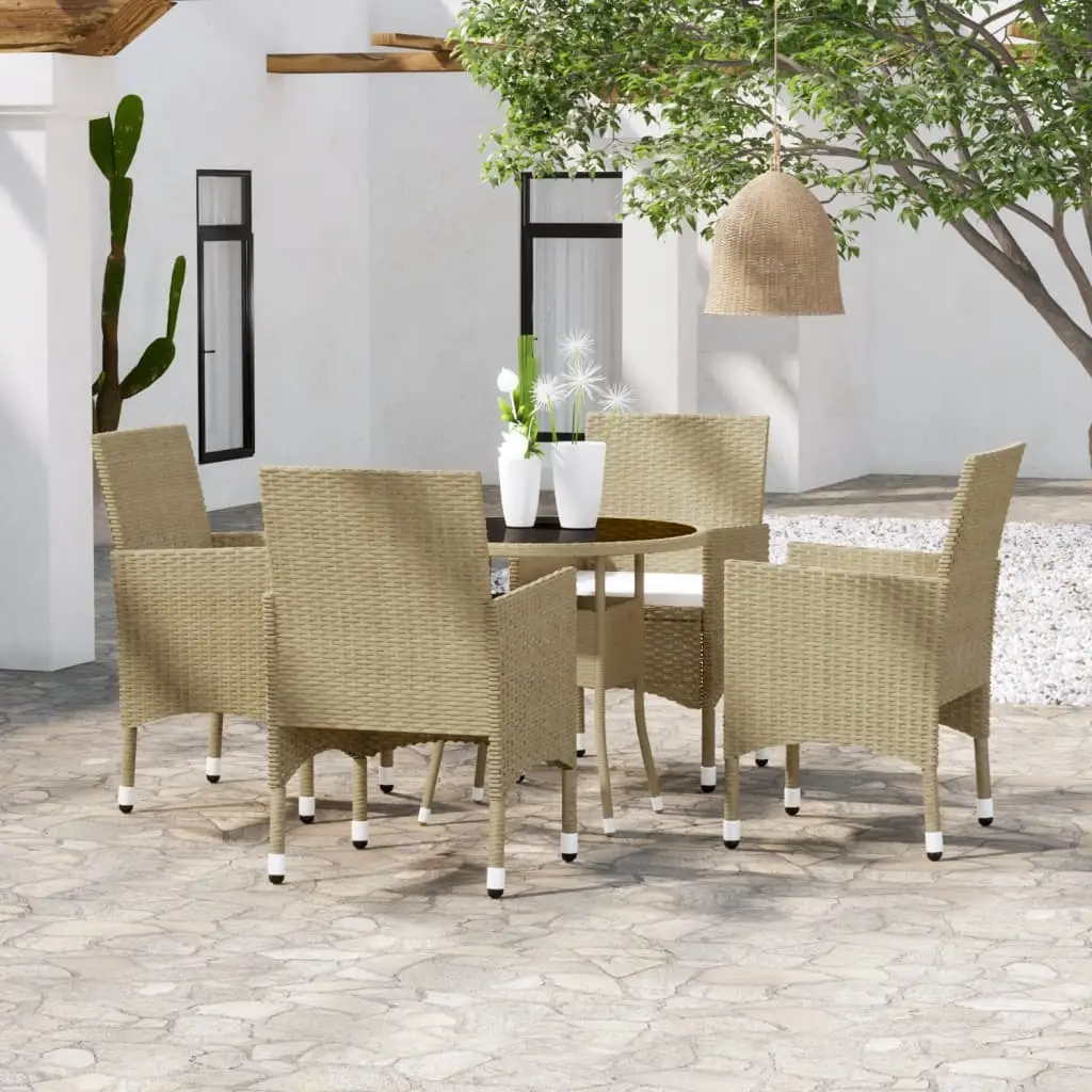 Ensemble à manger de jardin 5 pcs Résine tressée Beige vidaXL 3058490