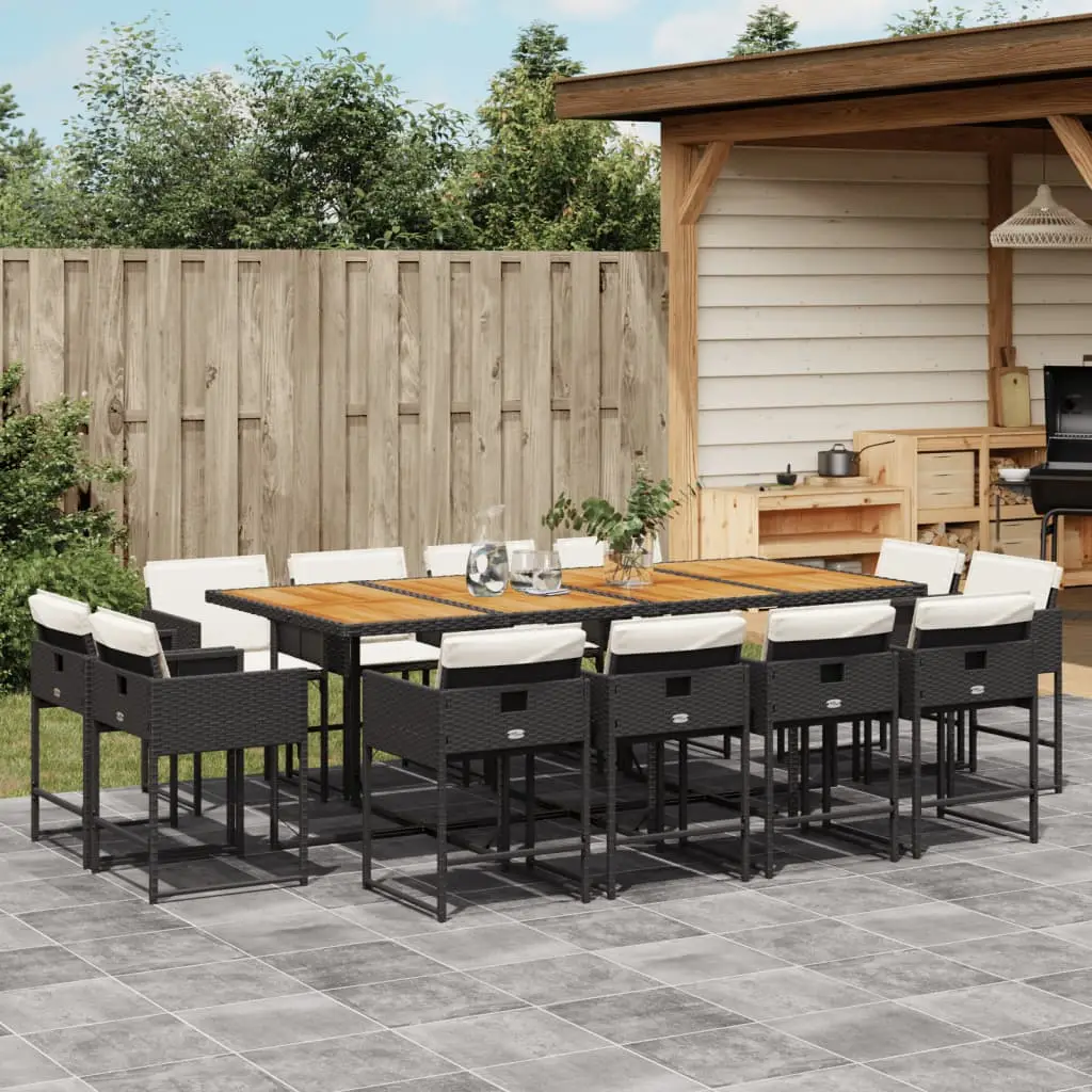 Ensemble à manger de jardin 13 pcs coussins noir résine tressée vidaXL 3211407