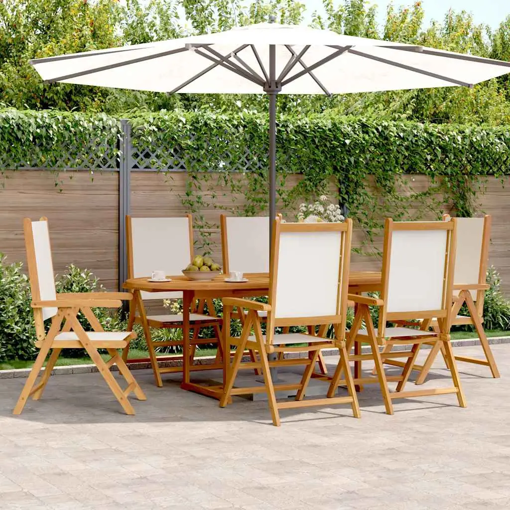 Ensemble à manger de jardin 7 pcs blanc crème tissu bois massif vidaXL 3281724