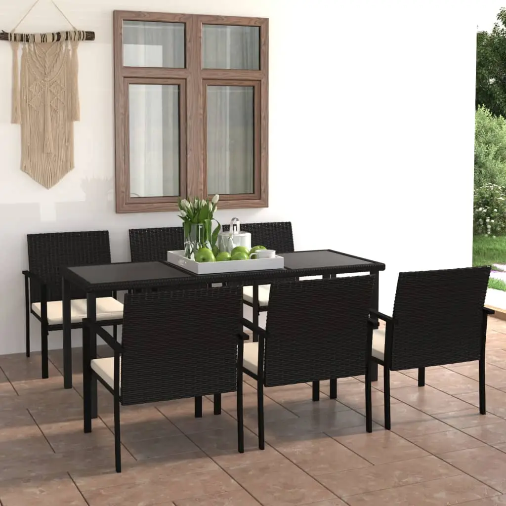 Ensemble à manger de jardin 7 pcs Résine tressée Noir vidaXL 3065709