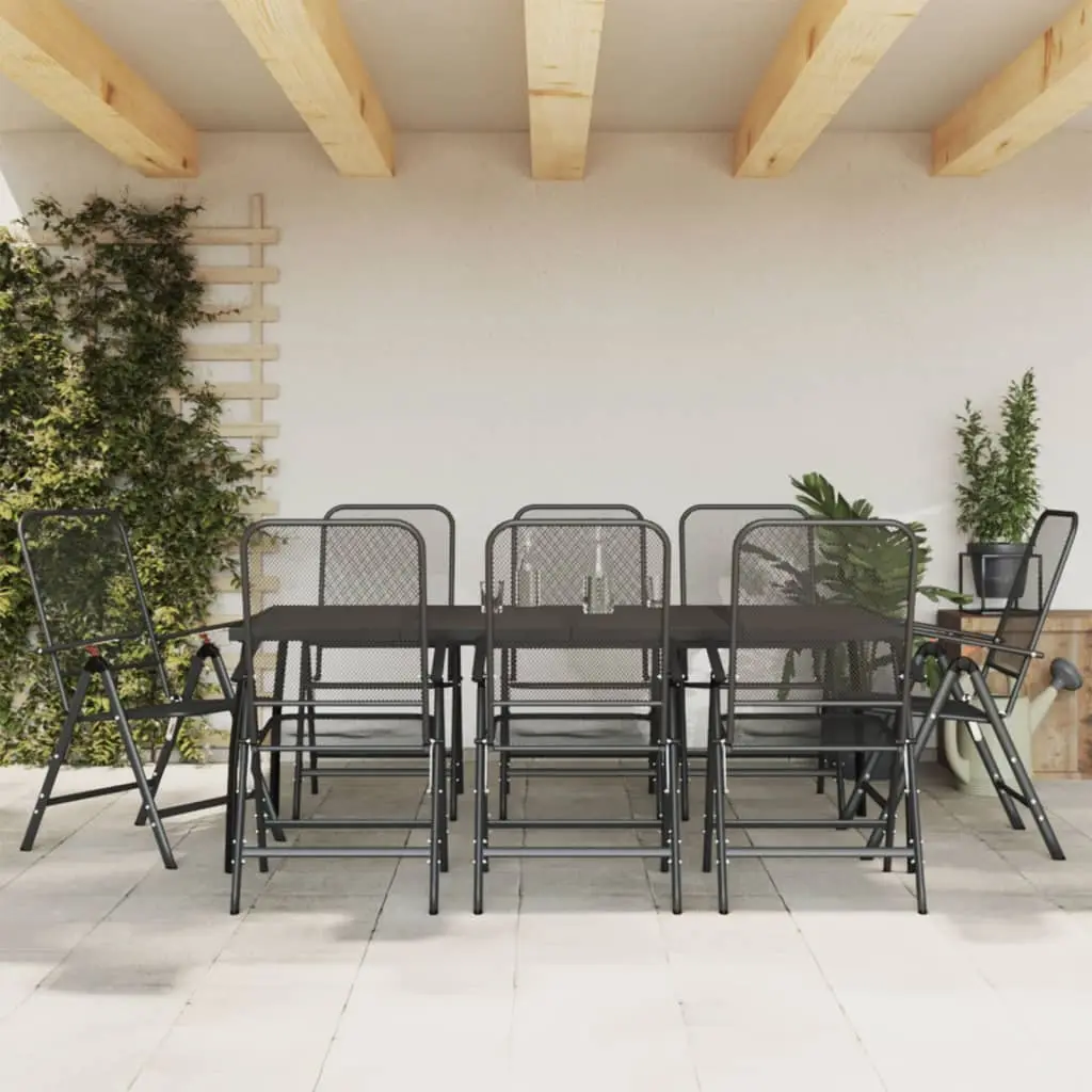 Ensemble à manger de jardin 9 pcs anthracite métal maille vidaXL 3211824