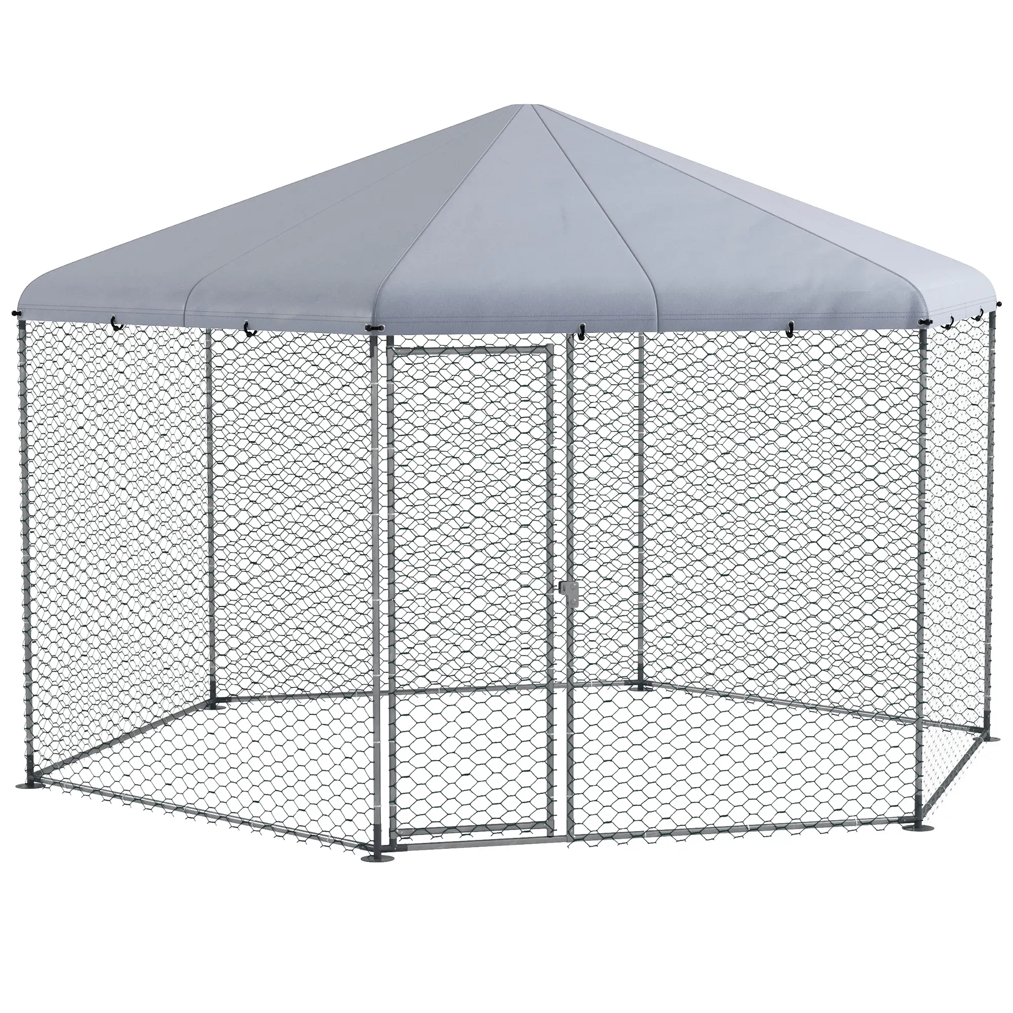 Enclos pour poulailler en acier galvanisé argent 400 x 346 x 263 cm – PANGIVO