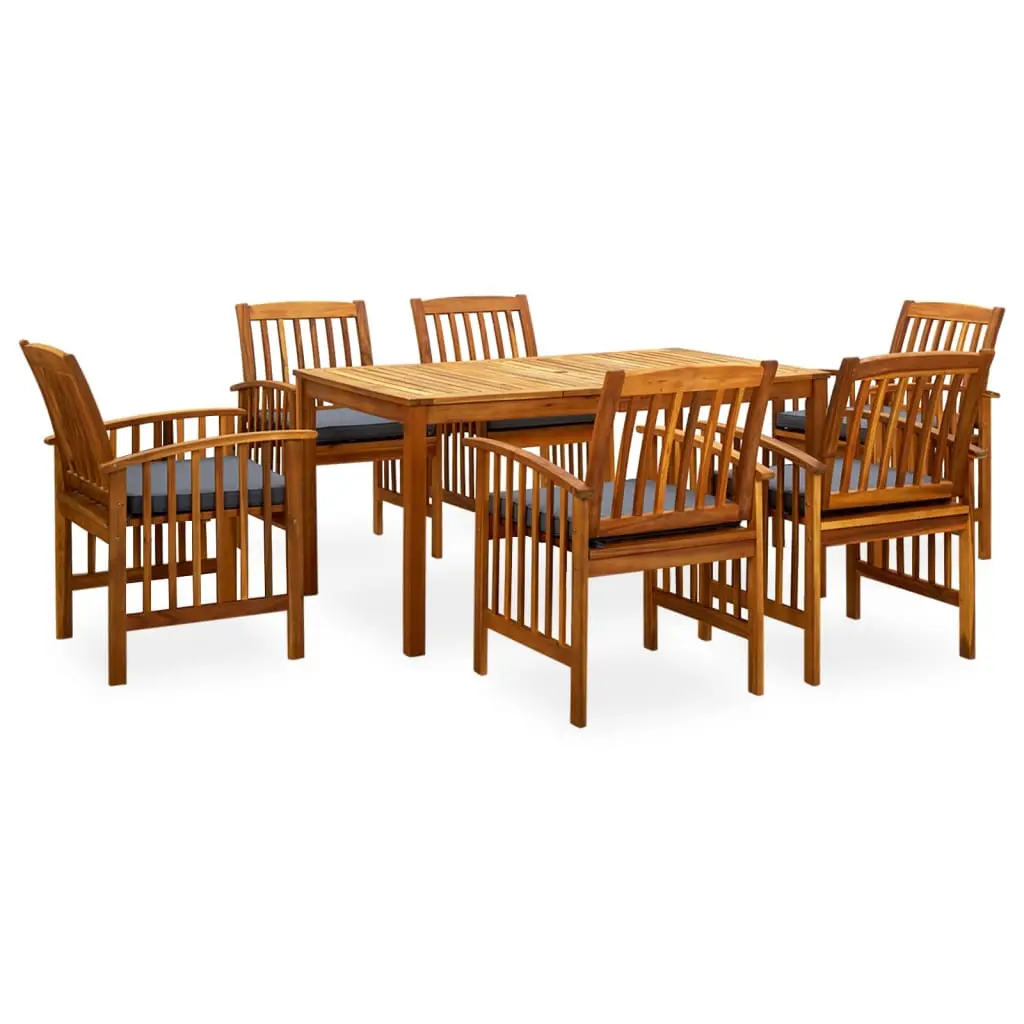 Ensemble à manger de jardin 7 pcs avec coussins Acacia solide vidaXL 3058089