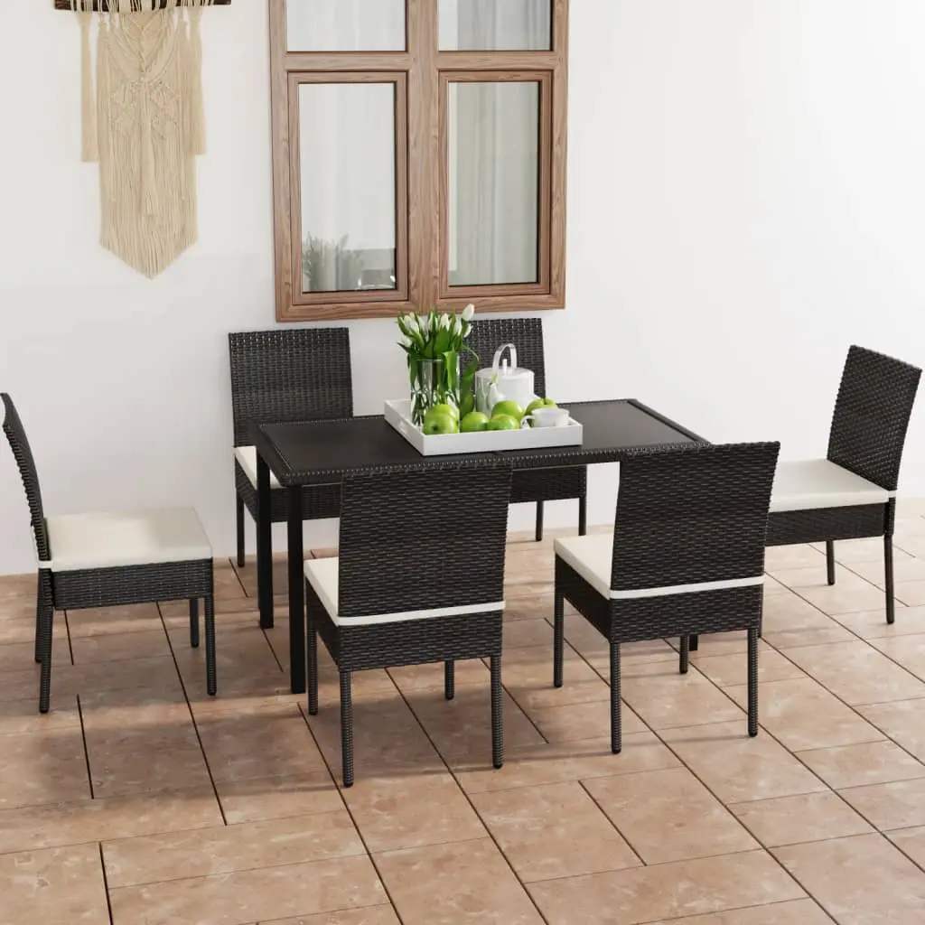 Ensemble à manger de jardin 7 pcs Résine tressée Noir vidaXL 3065696