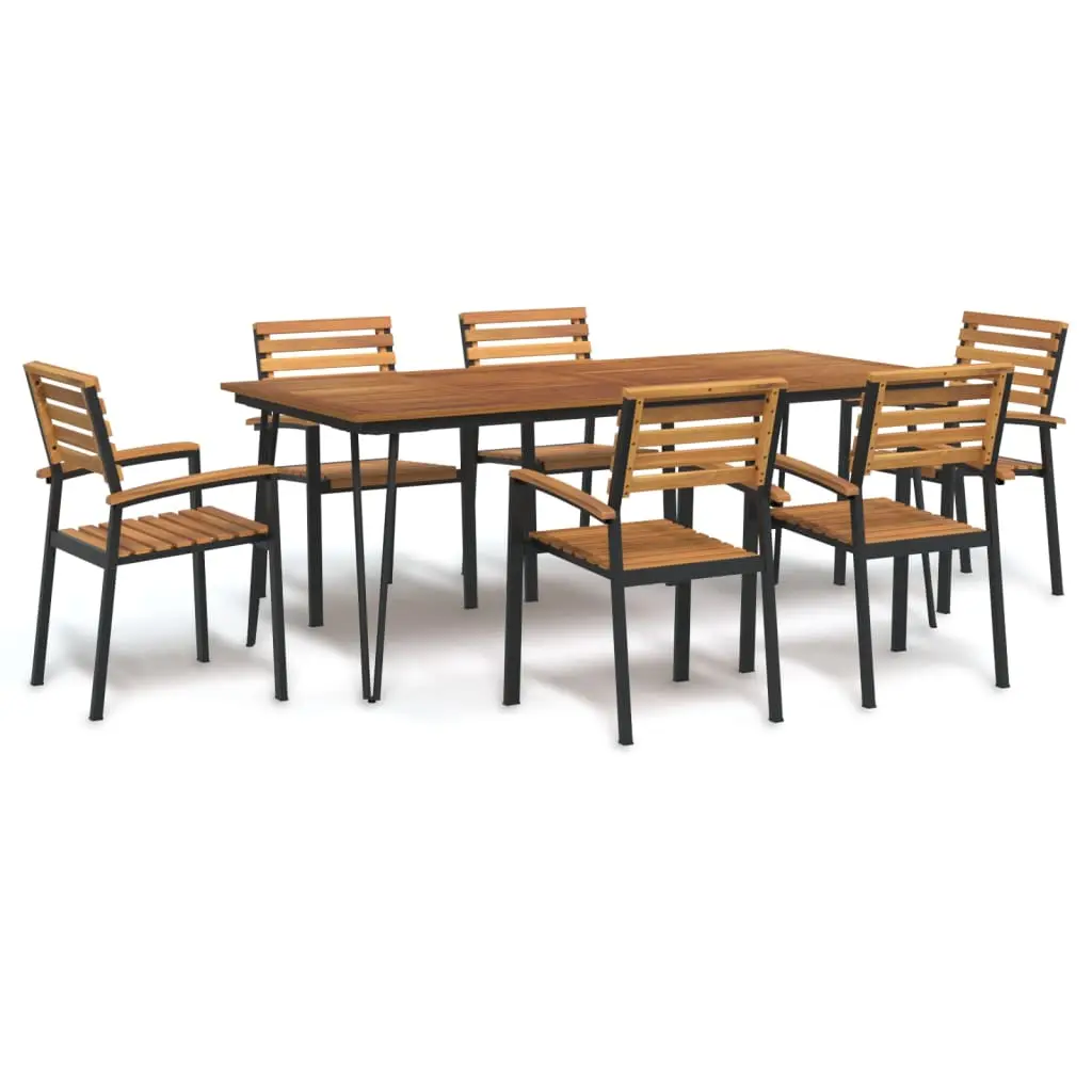 Ensemble à manger de jardin 7 pcs bois d’acacia solide et métal vidaXL 3155420