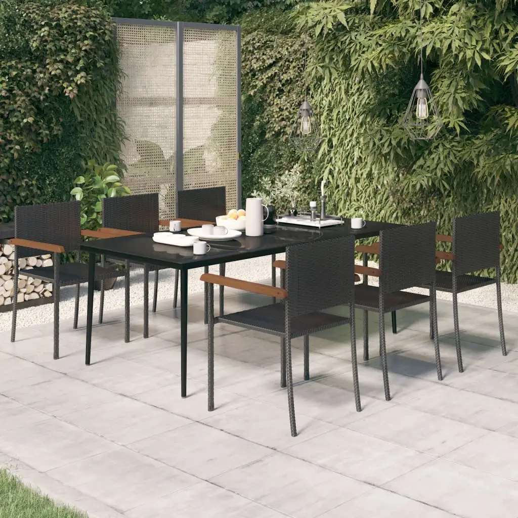 Ensemble à manger de jardin 7 pcs Noir vidaXL 3099423