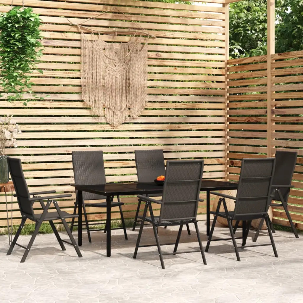 Ensemble à manger de jardin 7 pcs Noir vidaXL 3099105