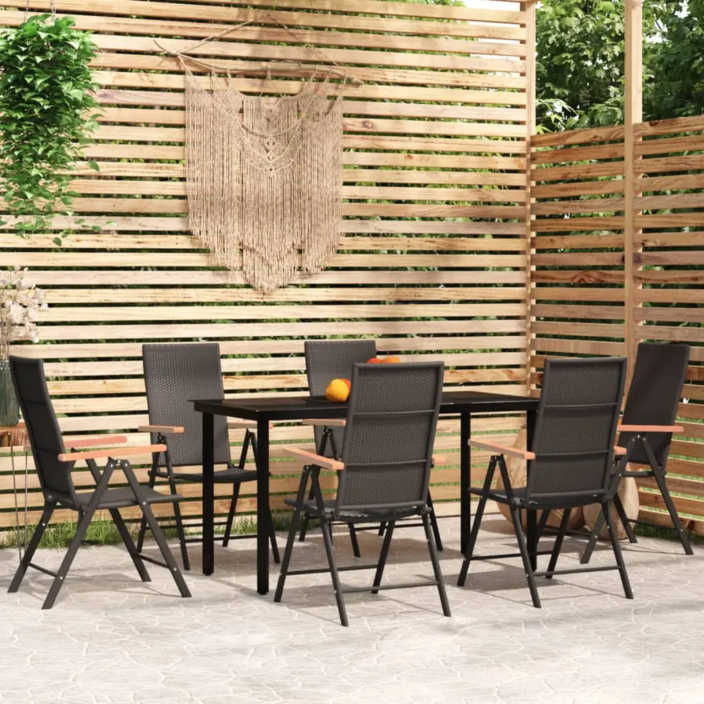 Ensemble à manger de jardin 7 pcs Noir vidaXL 3099116