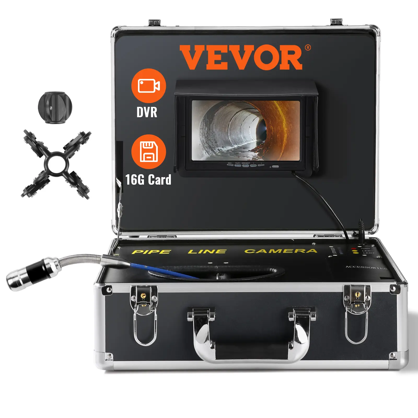 VEVOR Endoscope inspection 20 m, écran 7». Avec enregistreur DVR, étanche IP68, 12 LED réglables. Pour tuyaux et évacuation.