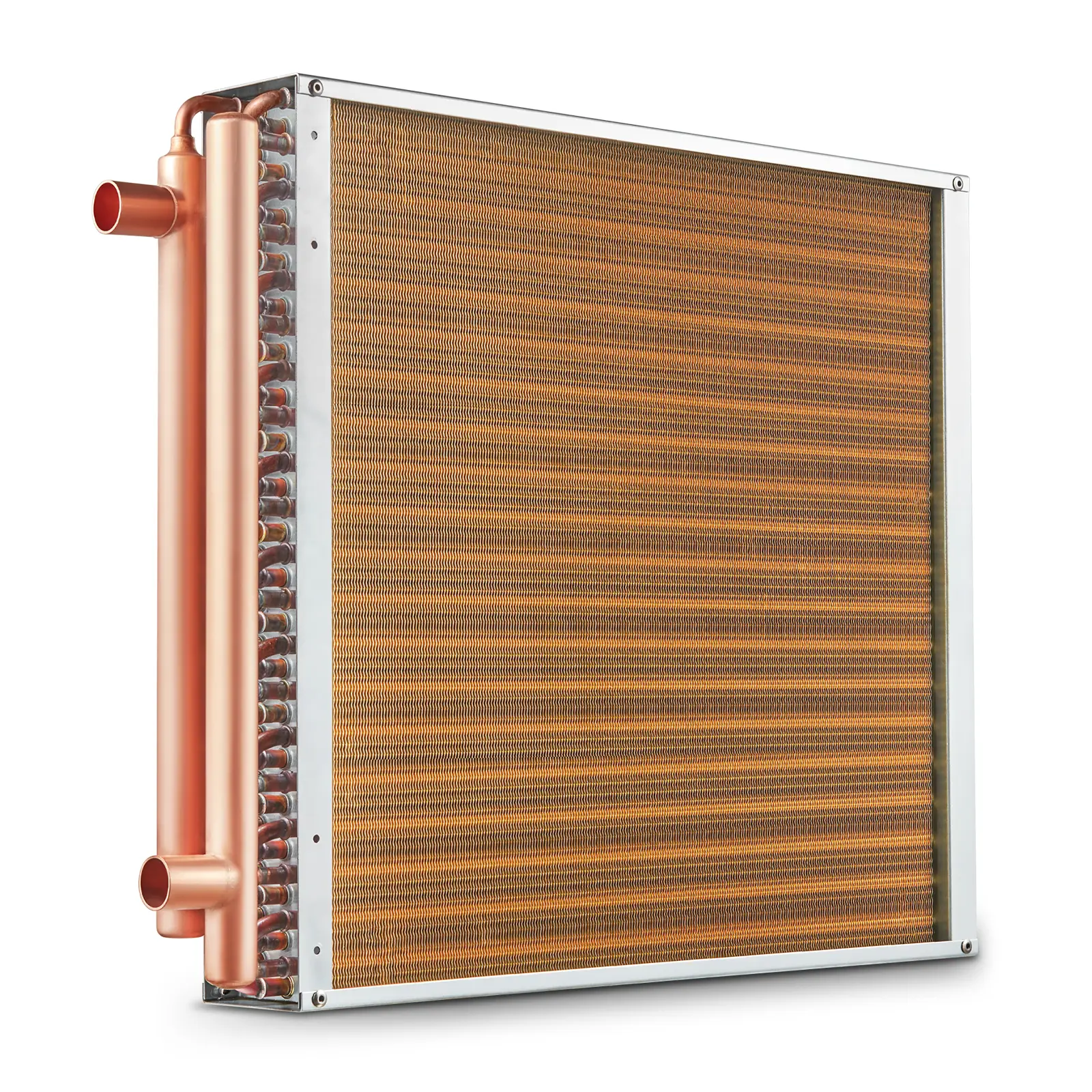 VEVOR Échangeur chaleur air-eau, 20×20 po, 3 rangées cuivre. Pour fournaise bois, chauffage.