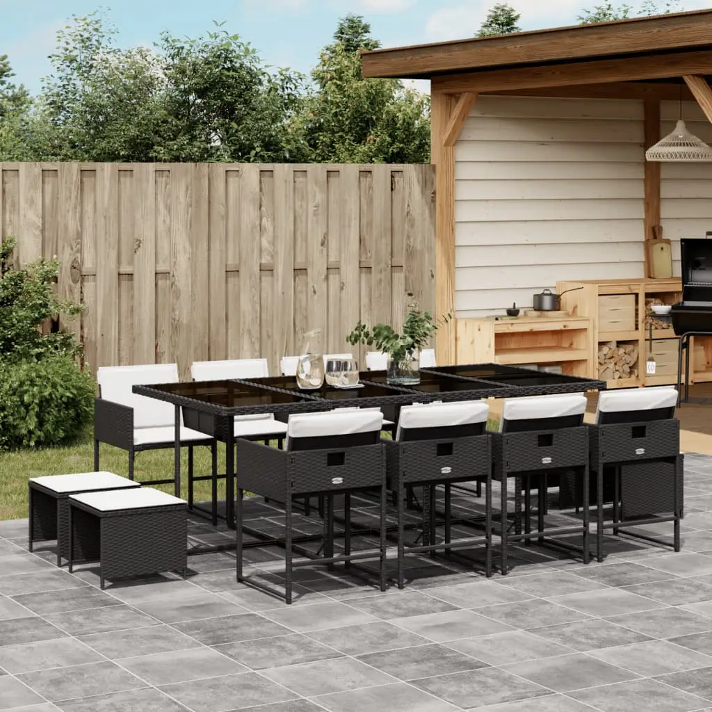 Ensemble à manger de jardin 13 pcs coussins noir résine tressée vidaXL 3278105