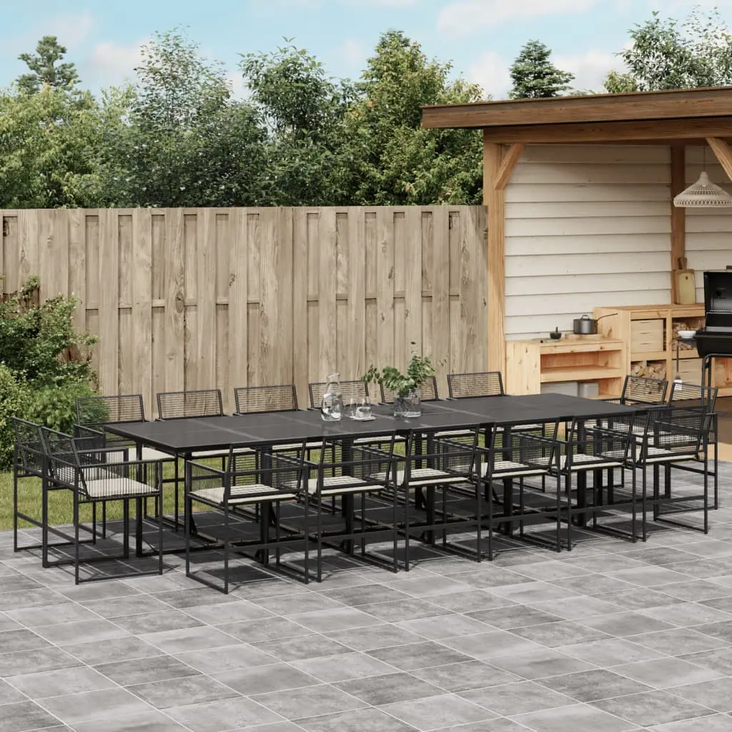 Ensemble à manger de jardin 17 pcs coussins noir résine tressée vidaXL 3295017