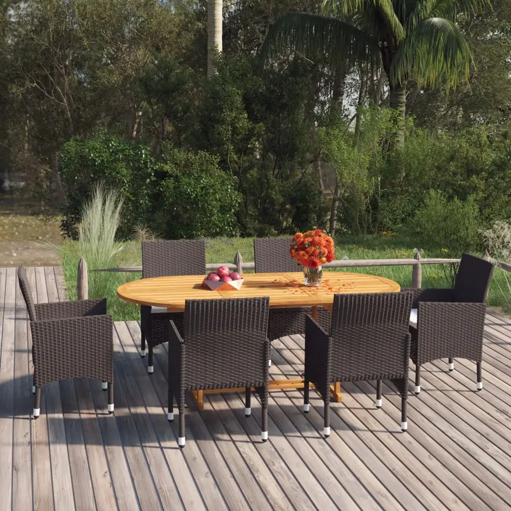 Ensemble à manger de jardin 7 pcs Résine tressée Marron vidaXL 3070754