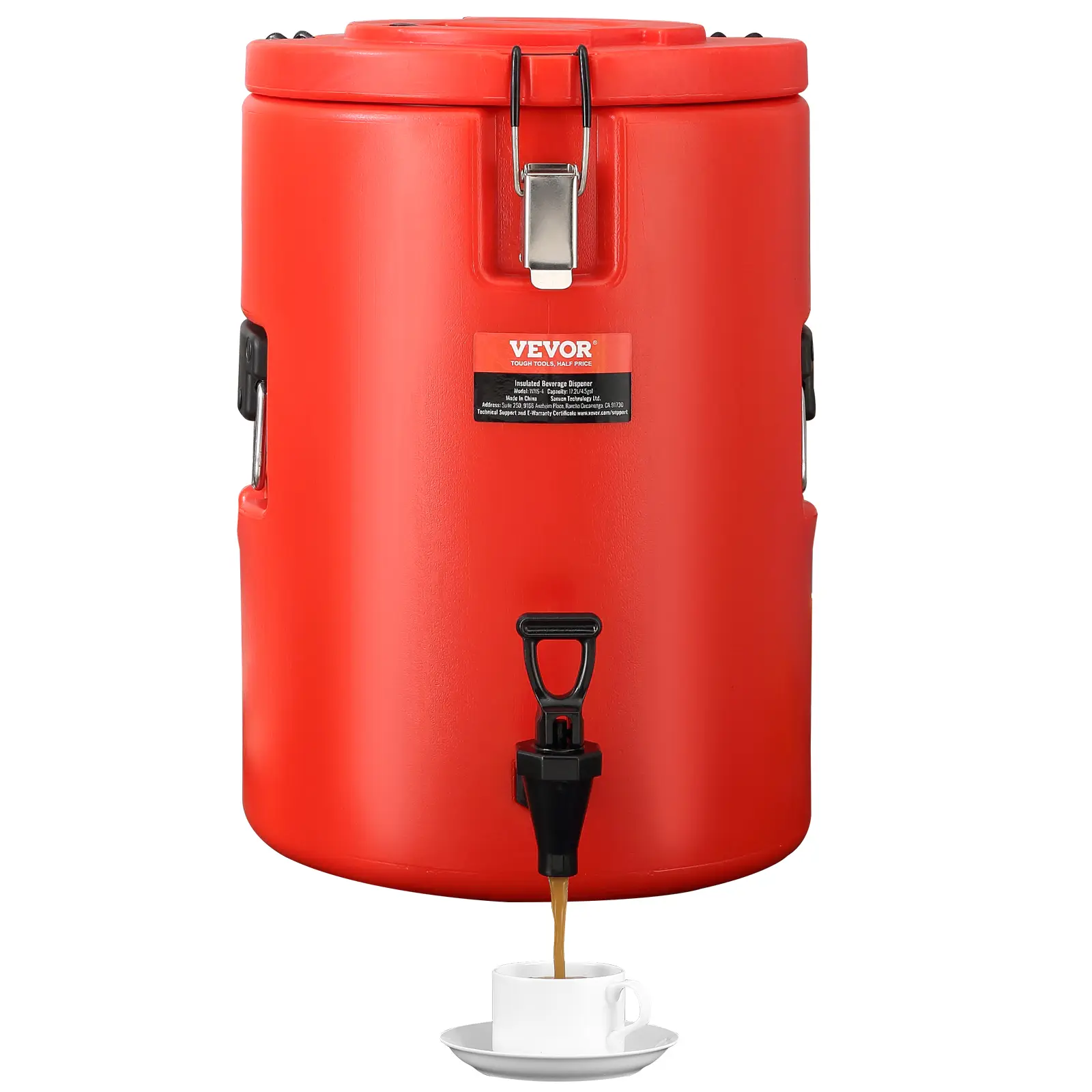 VEVOR Distributeur boissons isotherme 17,2 L, eau chaude/froide non électrique. Inox, camping.