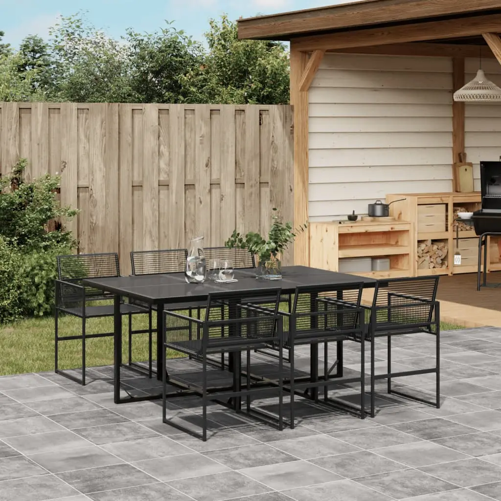 Ensemble à manger de jardin 7 pcs Noir Résine tressée vidaXL 3295049