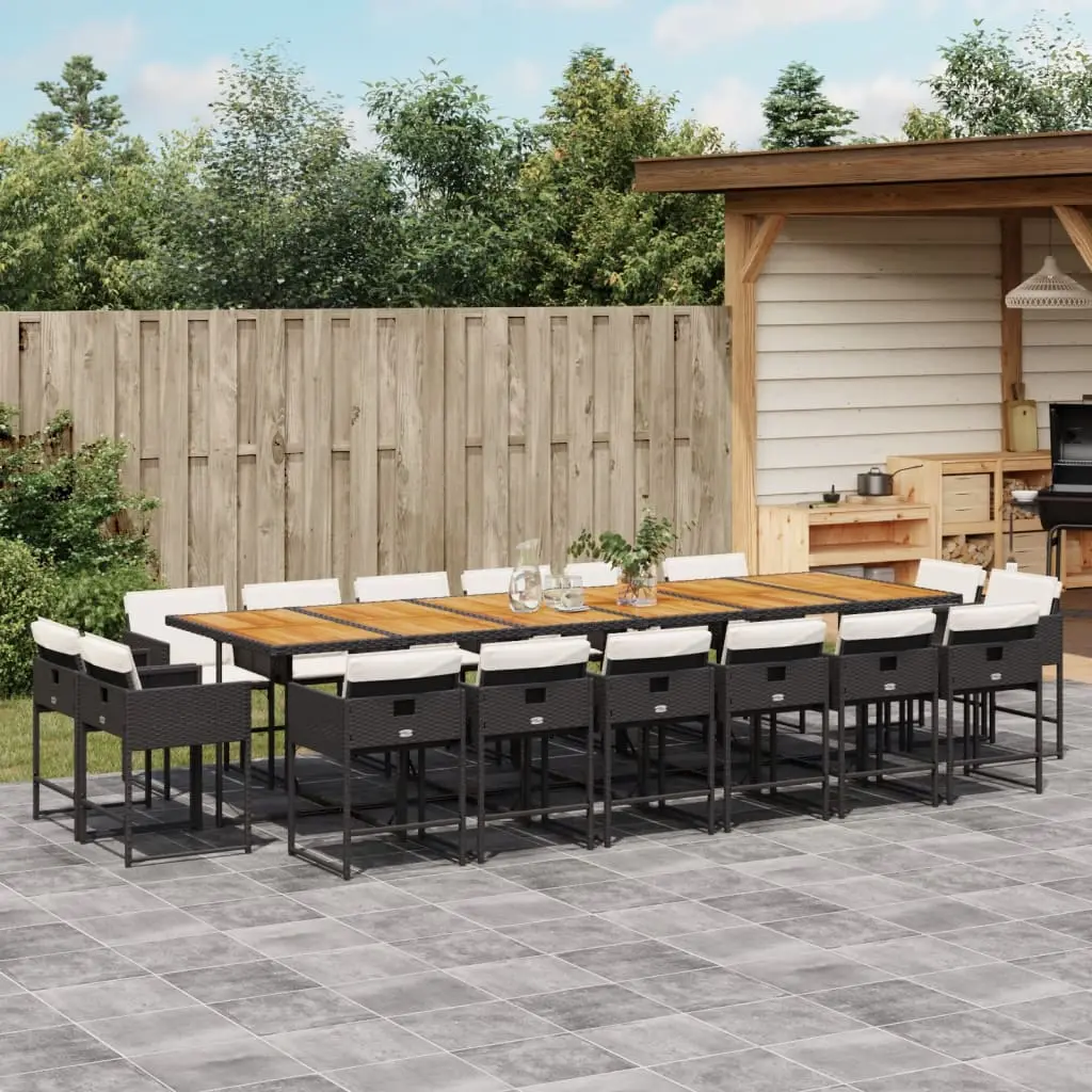 Ensemble à manger de jardin 17 pcs coussins noir résine tressée vidaXL 3278198