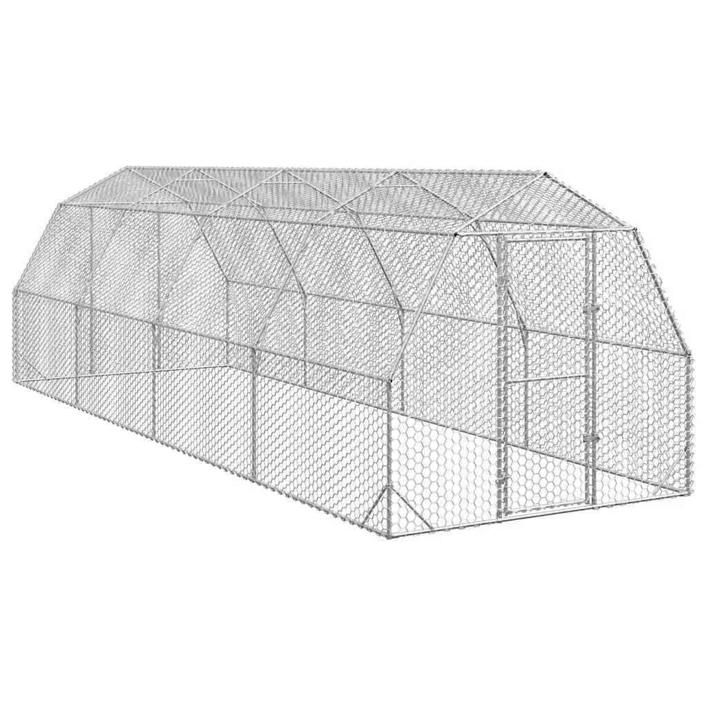 Enclos poulailler extérieur 20 m² acier galvanisé parc grillagé volailles Argent – ComfortXL Outdoor Living