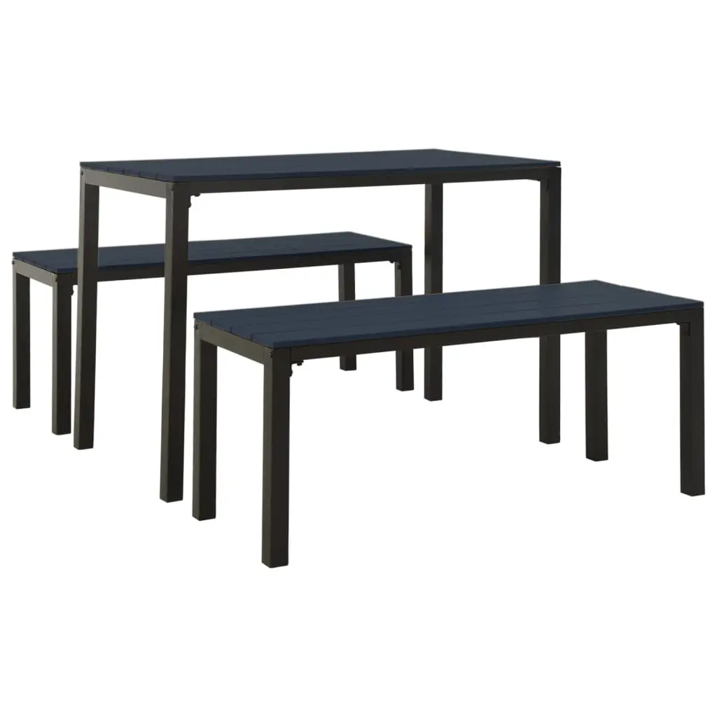 Ensemble à manger de jardin 3 pcs | Mobilier d’extérieur acier et WPC noir Maison Chic
