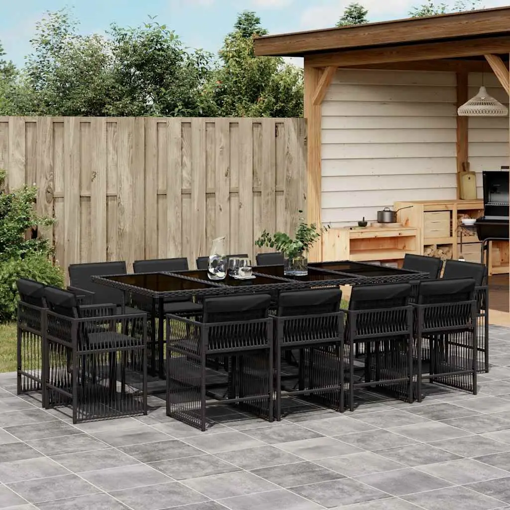 Ensemble à manger de jardin 13 pcs coussins noir résine tressée vidaXL 3211759