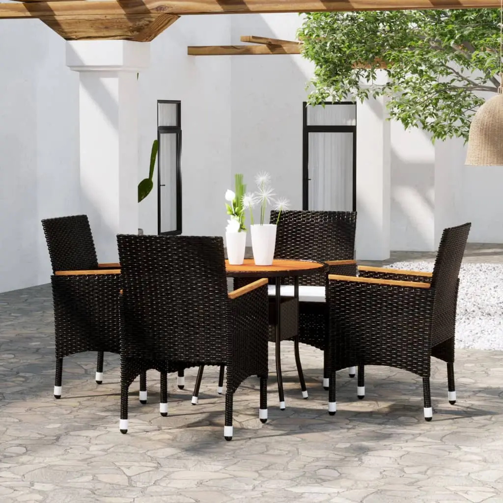 Ensemble à manger de jardin 5 pcs Résine tressée Noir vidaXL 3058496