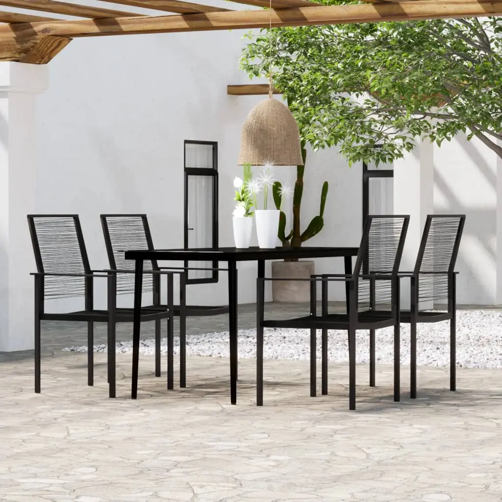 Ensemble à manger de jardin 5 pcs Noir vidaXL 3099205