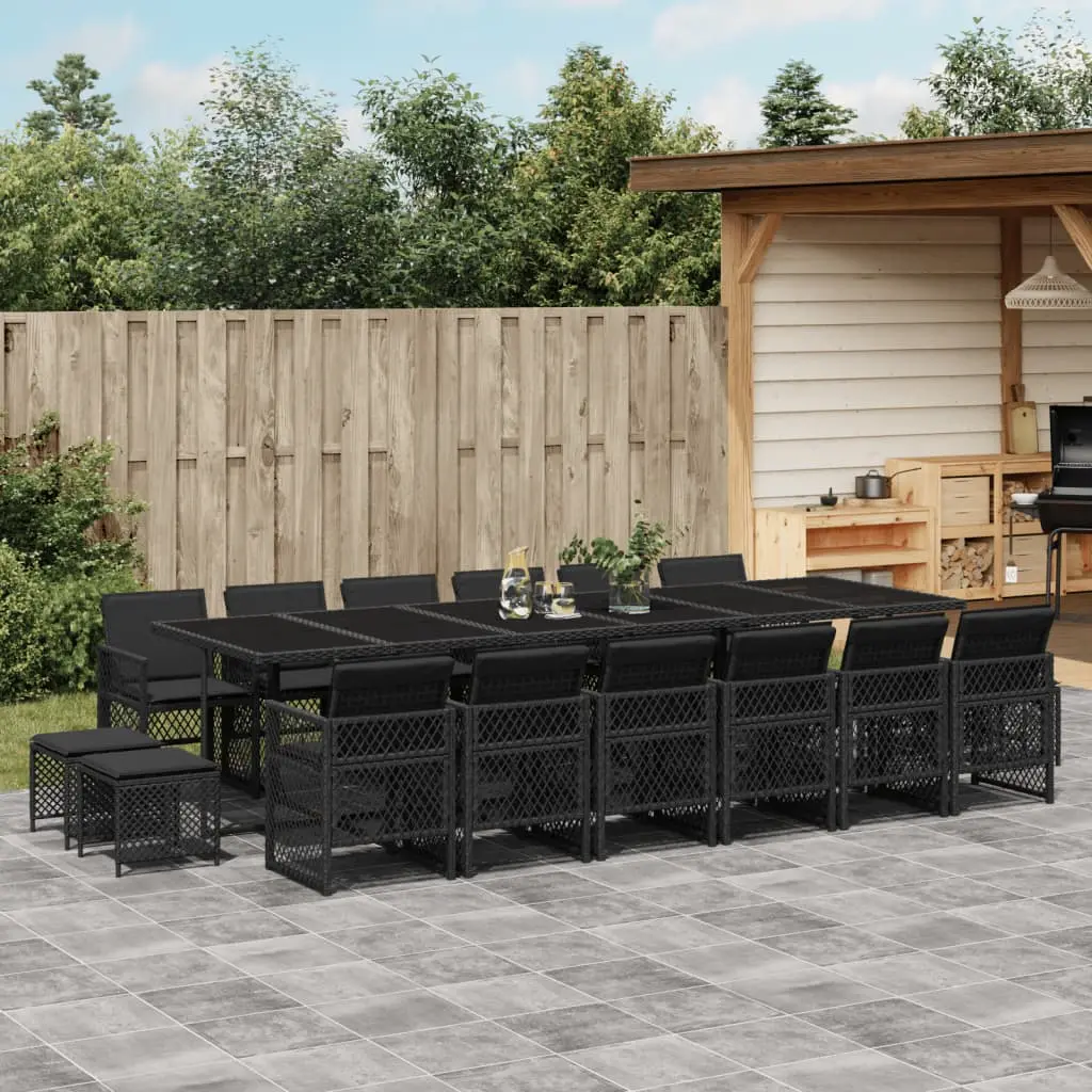 Ensemble à manger de jardin 17 pcs coussins noir résine tressée vidaXL 3210823