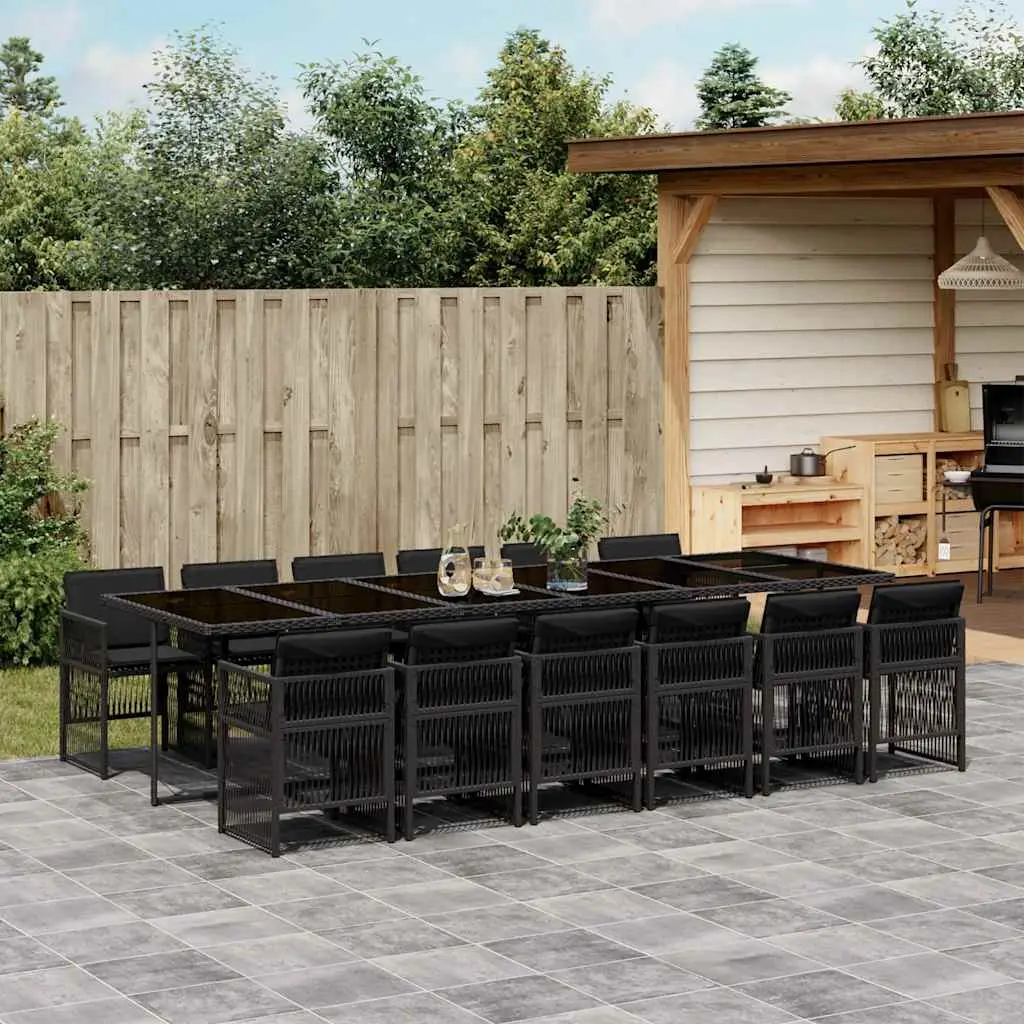 Ensemble à manger de jardin 13 pcs coussins noir résine tressée vidaXL 3210943