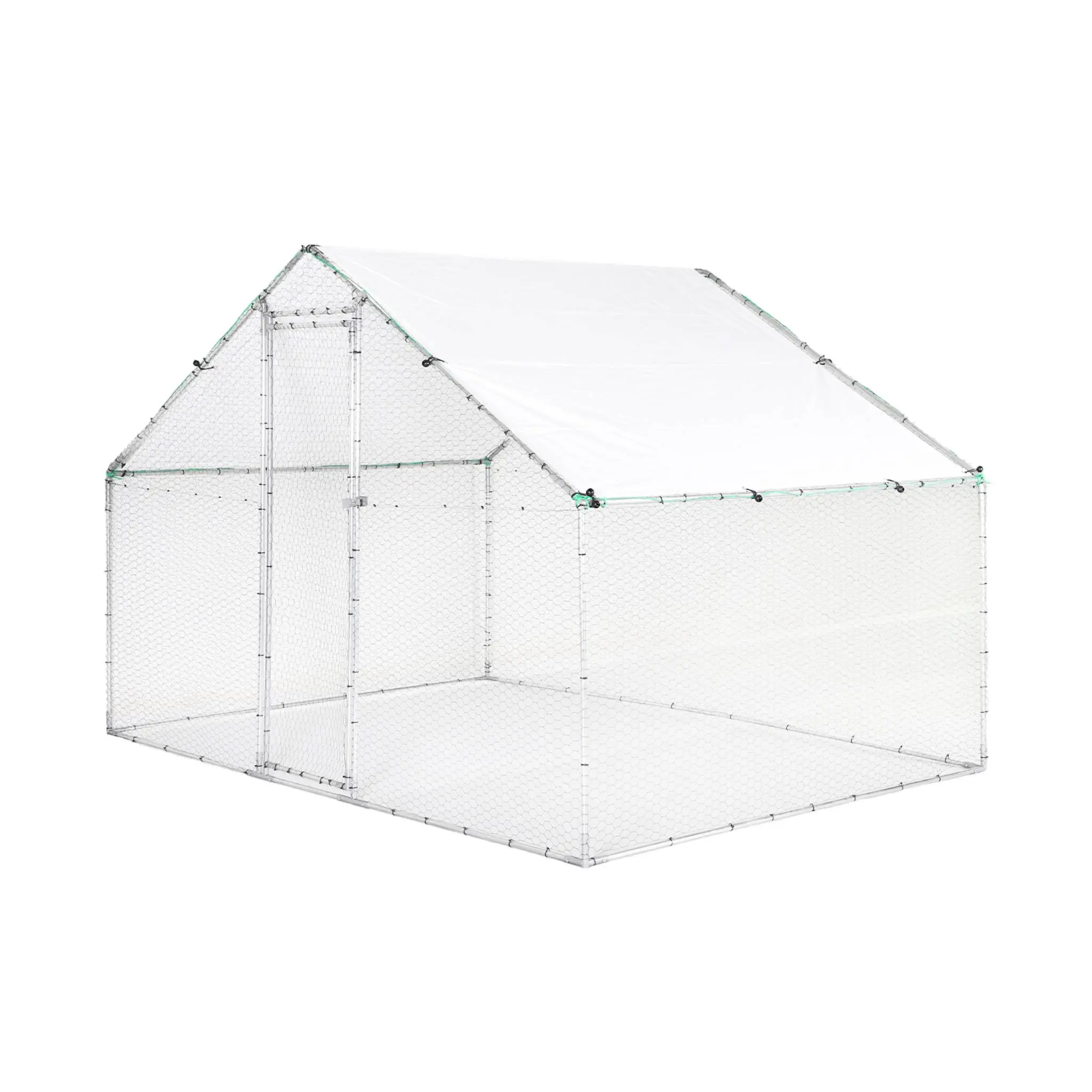 Enclos pour poulailler et volière 6m² acier galvanisé gris et vert. plusieurs dimensions – Babette | sweeek