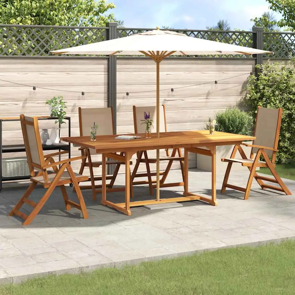 Ensemble à manger de jardin 5pcs bois d’acacia solide textilène vidaXL 3279316