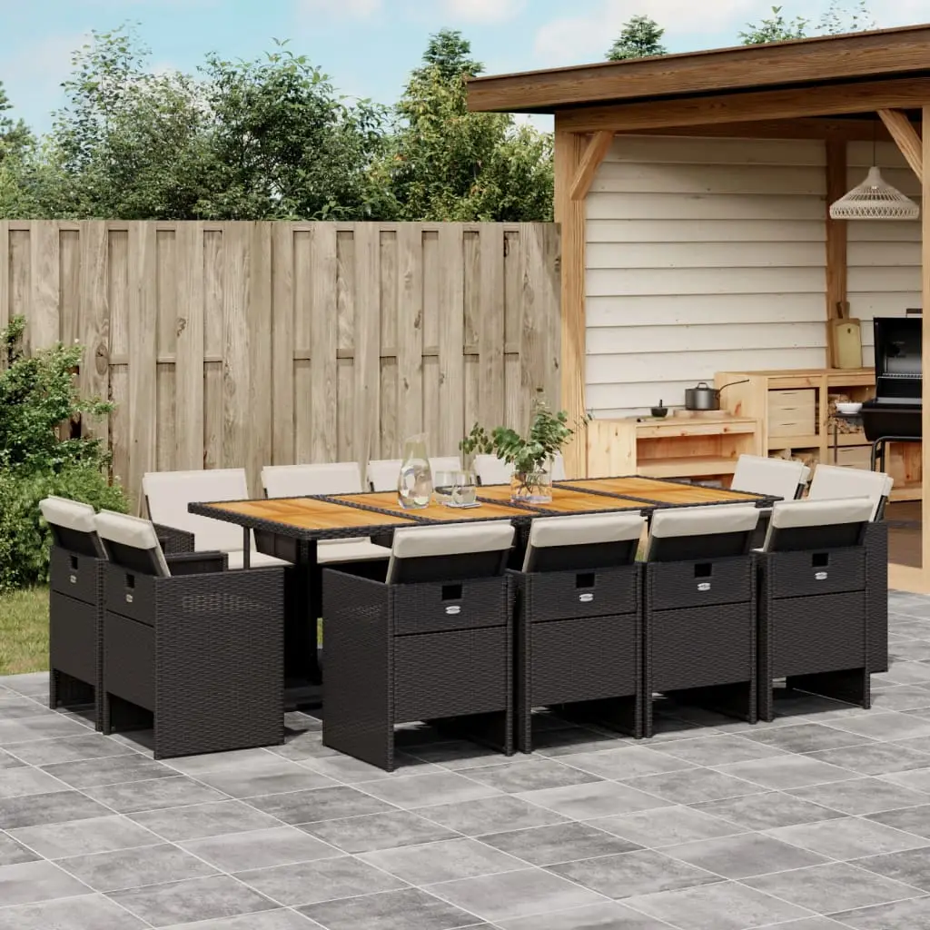 Ensemble à manger de jardin 13 pcs coussins noir résine tressée vidaXL 3210687