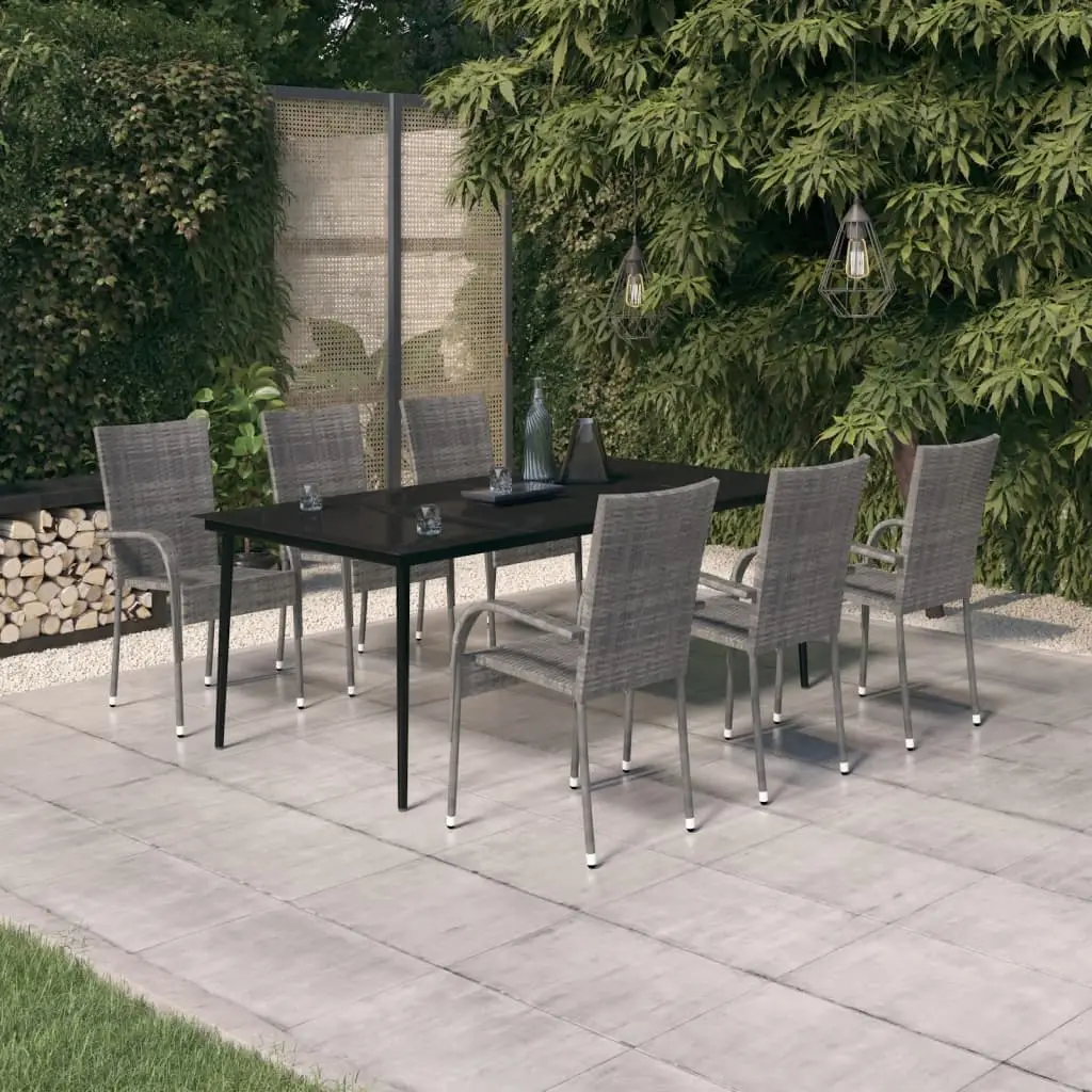 Ensemble à manger de jardin 7 pcs Gris et noir vidaXL 3099411