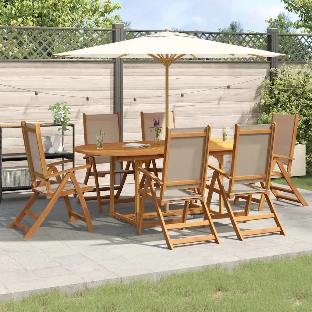 Ensemble à Manger de jardin 7pcs bois d’acacia solide textilène vidaXL 3279315