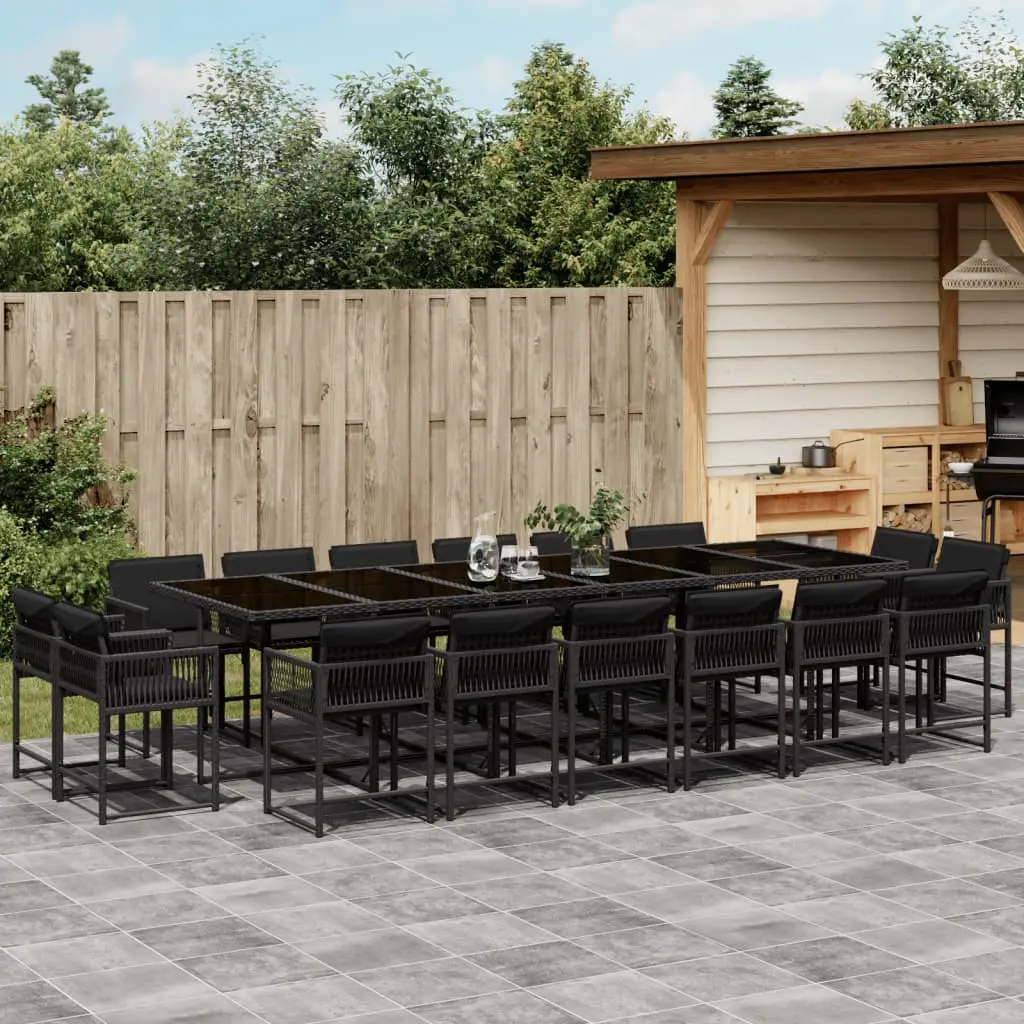 Ensemble à manger de jardin 17 pcs coussins noir résine tressée vidaXL 3211603