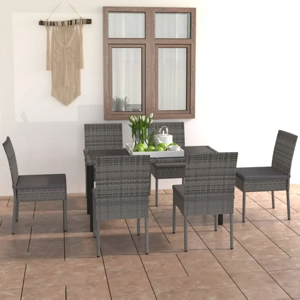 Ensemble à manger de jardin 7 pcs Résine tressée Gris vidaXL 3065702