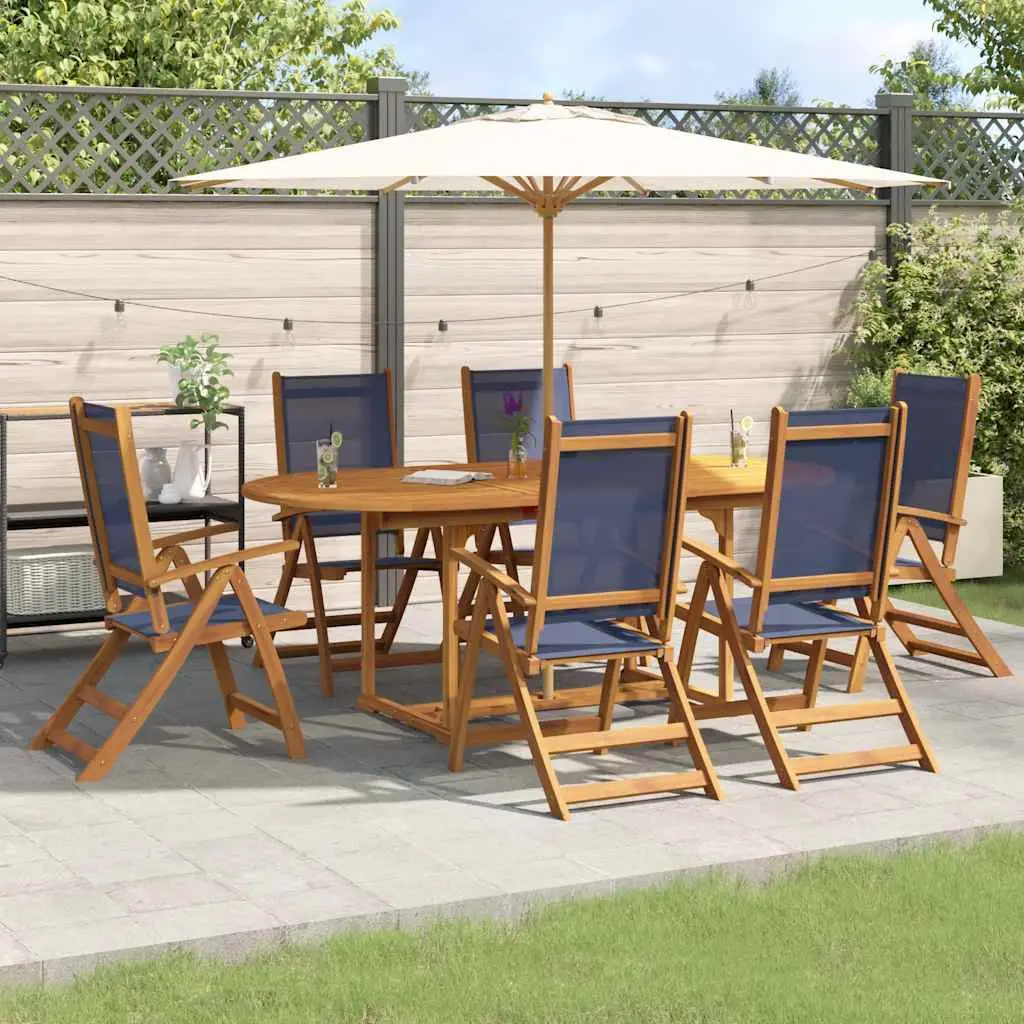 Ensemble à Manger de jardin 7pcs bois d’acacia solide textilène vidaXL 3279301