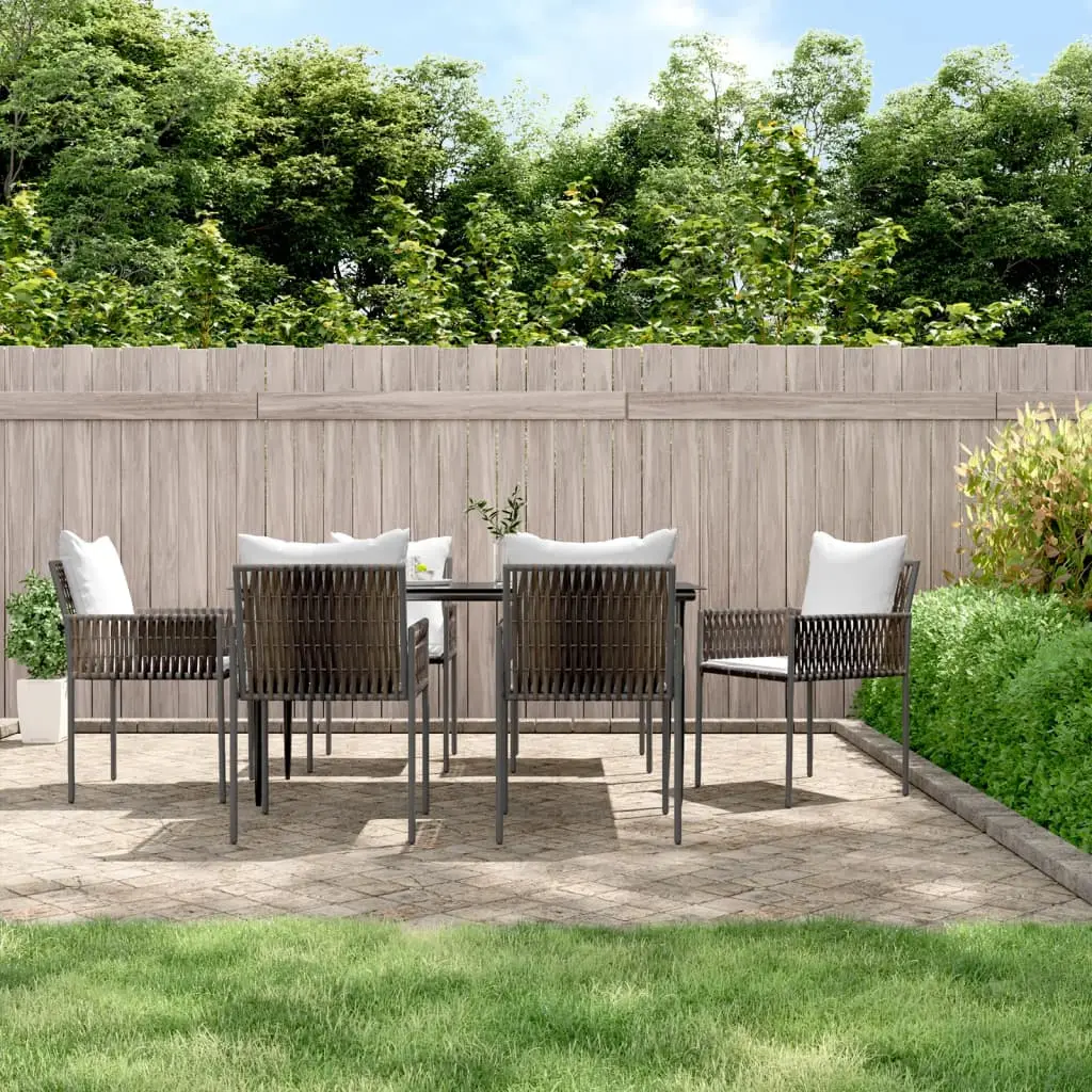 Ensemble à manger de jardin 7 pcs coussins résine tressée acier vidaXL 3187058