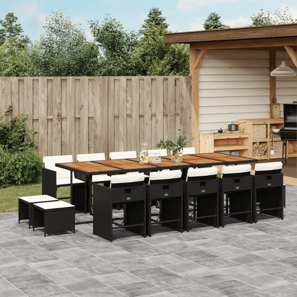Ensemble à manger de jardin 15 pcs coussins noir résine tressée vidaXL 3277946