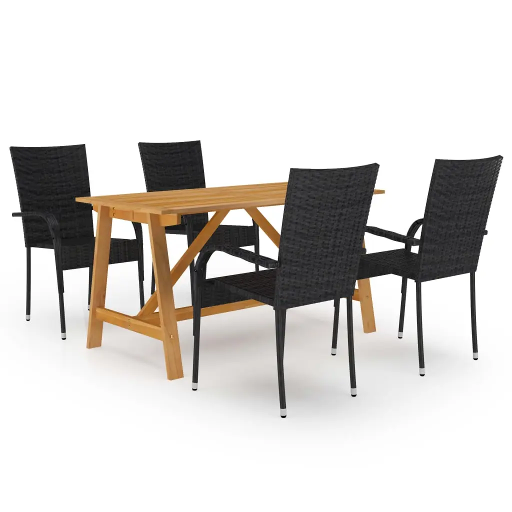 Ensemble à manger de jardin 5 pcs Noir vidaXL 3068750