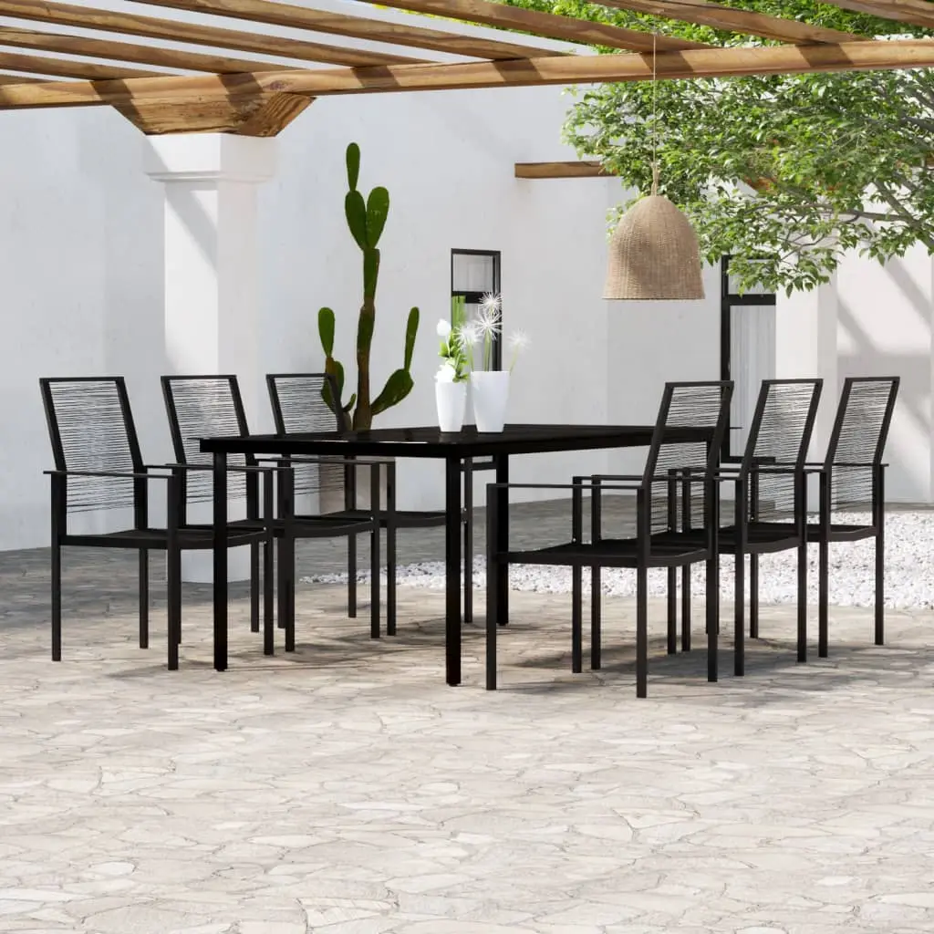 Ensemble à manger de jardin 7 pcs Noir vidaXL 3099201