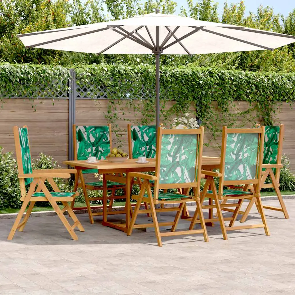 Ensemble à manger de jardin 7 pcs motif de feuilles tissu bois vidaXL 3281740