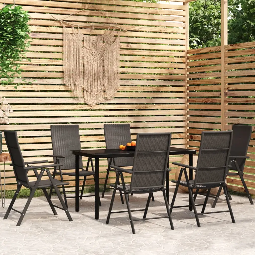 Ensemble à manger de jardin 7 pcs Noir vidaXL 3099104