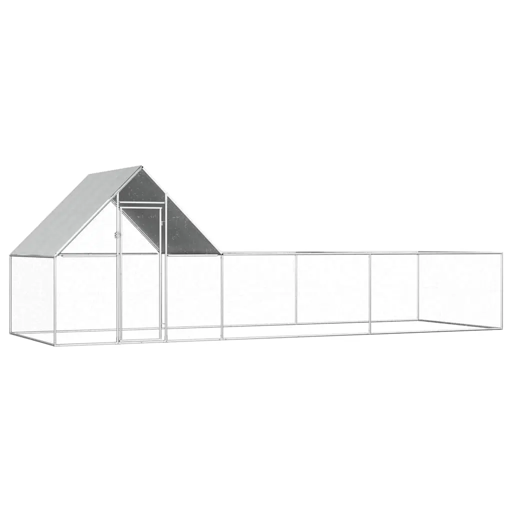 Enclos poulailler 6x2x2m acier galvanisé pour jardin extérieur Argenté – ComfortXL Outdoor Living
