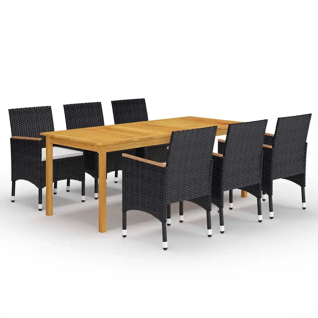 Ensemble à manger de jardin 7 pcs Noir vidaXL 3067863
