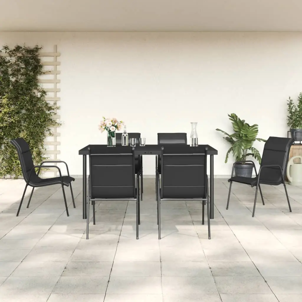 Ensemble à manger de jardin 7 pcs noir textilène et acier vidaXL 3200699