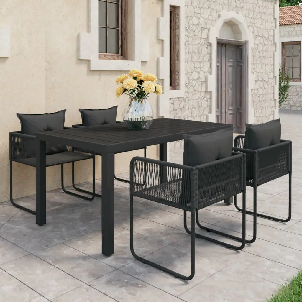 Ensemble à manger de jardin 5 pcs PVC résine tressée noir vidaXL 3060102