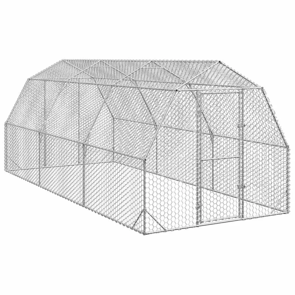 Enclos poulailler extérieur 15 m² acier galvanisé parc grillagé volailles Argent – ComfortXL Outdoor Living
