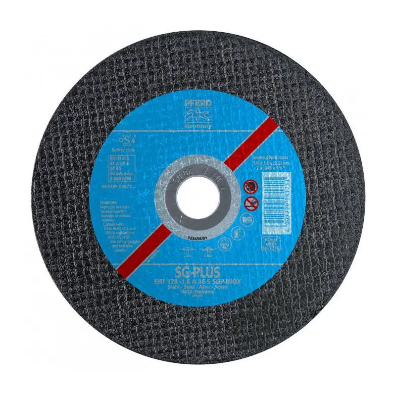 Disque à tronçonner SG-PLUS A plat Inox (carton) PFERD – Cond. /pcs: 25 – Ø mm: 230 – Ep. mm: 1.9