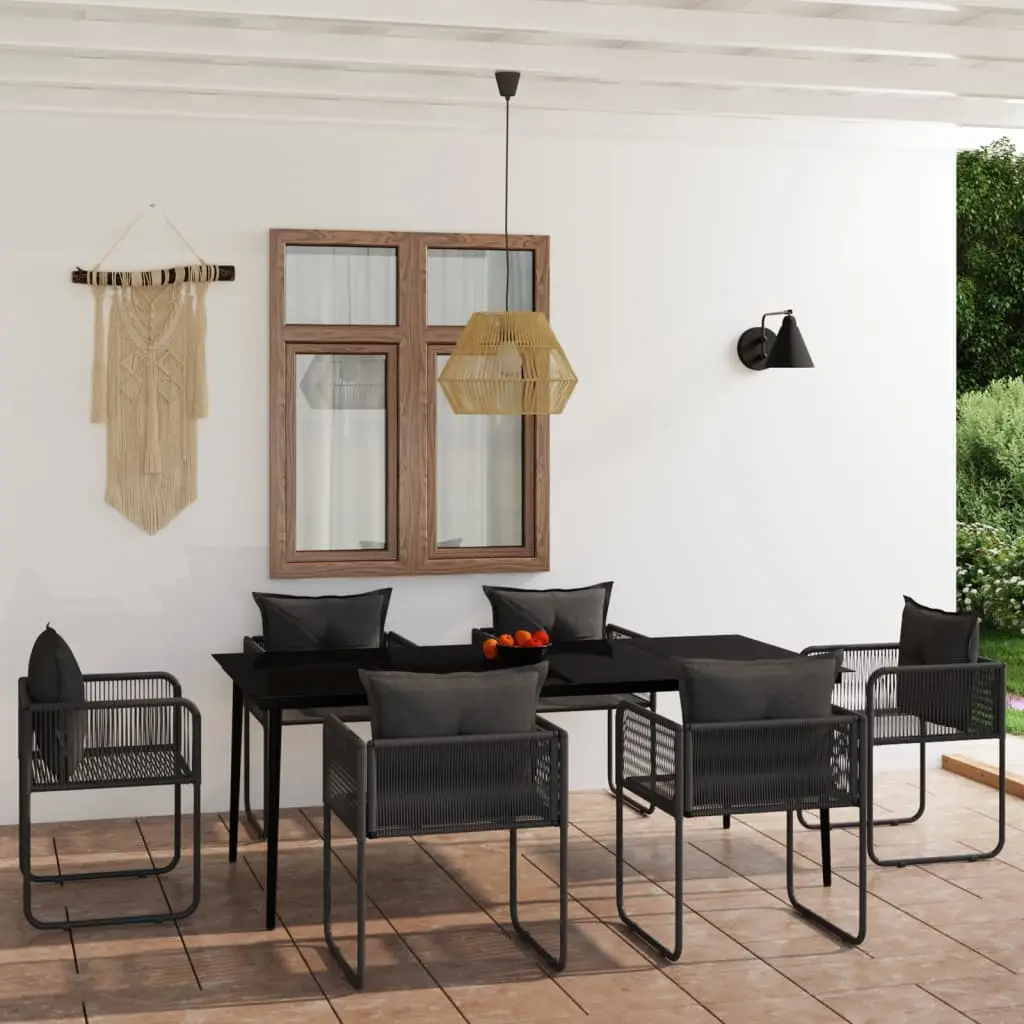 Ensemble à manger de jardin 7 pcs Noir vidaXL 3099087